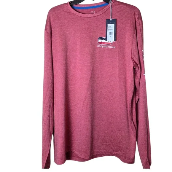 Vineyard Vines Performance Tee Mens M Lobster Reef Heather Flag Whale 1V015010 - Picture 2 of 13